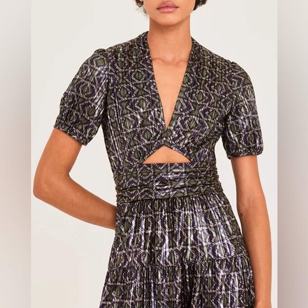 Anthropologie ba&sh Posy Dress Shimmer Metallic Purple and Gold Size L - Picture 5 of 5